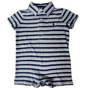 Ralph Lauren Baby Boy Blue Striped Short Sleeve Romper size 3 months